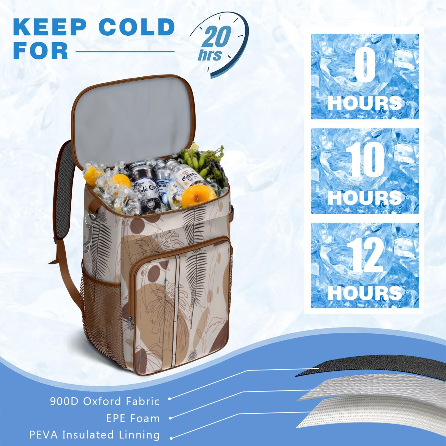Travel Cooler Bag - Boho Bohemian Art Camping Beer Cooler Backpack with Bottle Opener- Waterproof Insulated Picnic Backpacks - Cooler Bag for Beach