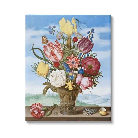 Stupell Industries Bouquet of Flowers on Edge Classic Ambrosius Bosschaert Painting Painting Gallery Wrapped Canvas Print Wall Art, Design by one1000paintings