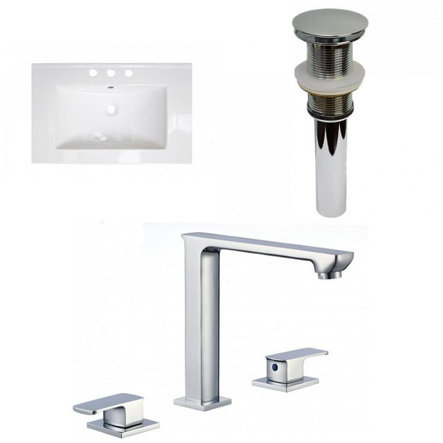 American Imaginations 23.75-in. W 3H8-in. Ceramic Top Set In White Color - Drain Incl. AI-32517
