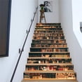thumbnail image 5 of 3D Retro Bookcase Self Adhesive Stair Stickers Shelf Staircase Stickers Decals for Home Decoration 39.3" x 7" x 13pcs, 5 of 5