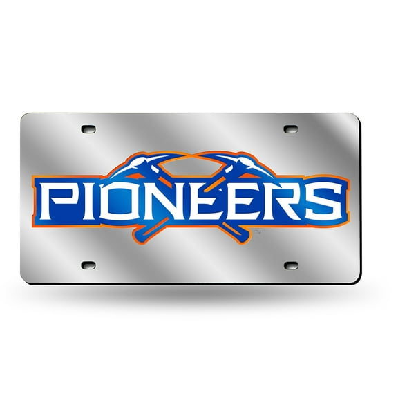 Wisconsin Platteville Pioneers Mirrored Laser Cut License Plate Auto Tag