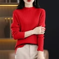 thumbnail image 2 of ManxiVoo Women's Ribbed Knit Turtleneck Sweater Long Sleeve Pullover Basic Top for Fall 2025 Versatile Layering Piece M Size Red, 2 of 6