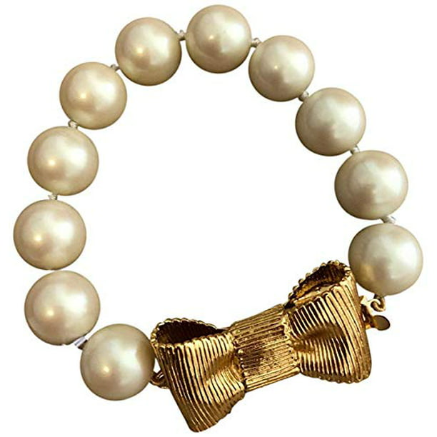 Kate Spade All Wrapped Up Bow Simulated Glass Pearl Bracelet 