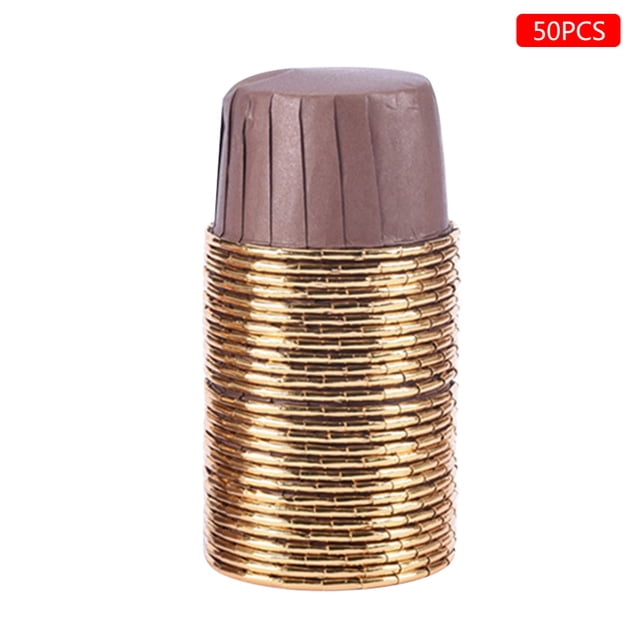 50pcs Cupcake Cups Disposable Muffin Liner Baking Cups Oil Proof Non-stick High Temperature Resistant, Cofee Gold