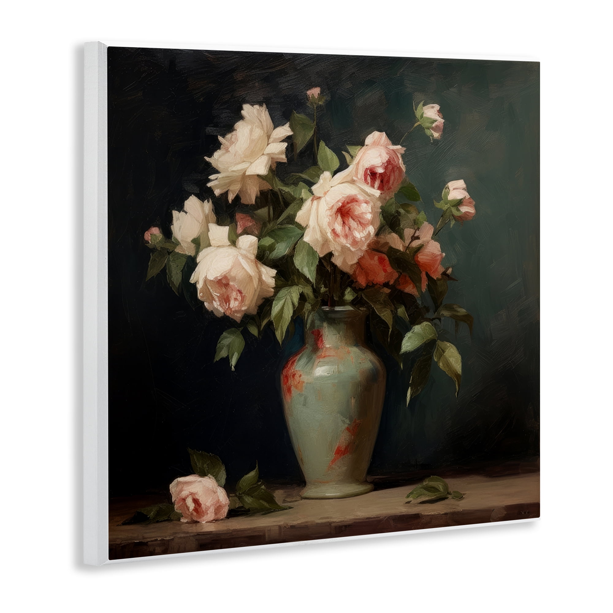 Stupell Industries Vintage Bunches in Vase Plants & Flowers Painting Unframed Art Print Wall Art, 12 x 12