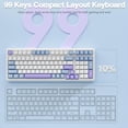 thumbnail image 4 of AULA F99 99-Key Wireless Mechanical Gaming Keyboard, RGB Illuminated, Tri-Mode, Hot-Swappable, Compact 96%, 10-Key Pad, USB-A, Blue/Purple/White, 4 of 10