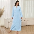 thumbnail image 6 of Womens Zip Up Fleece Robe Warm Loose Flannel Fleece Bathrobe Plush Zipper Lounger Robe for Ladies, 6 of 7
