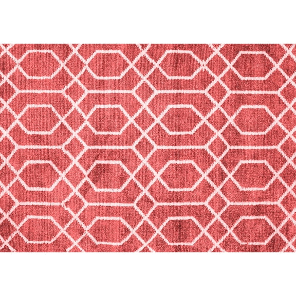 Ahgly Company Indoor Rectangle Trellis Red Modern Area Rugs, 5' x 7'