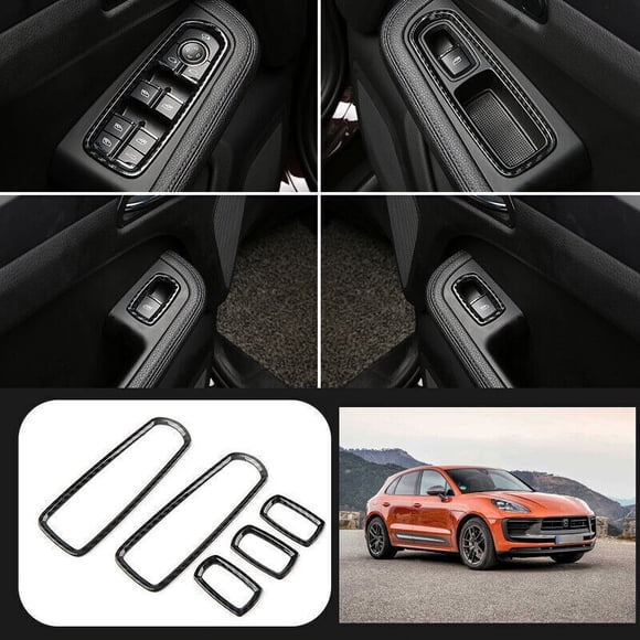 for Porsche Macan 2015 - 2023 Carbon Fiber Window Lift Panel Switch Cover Trim 4 pcs -