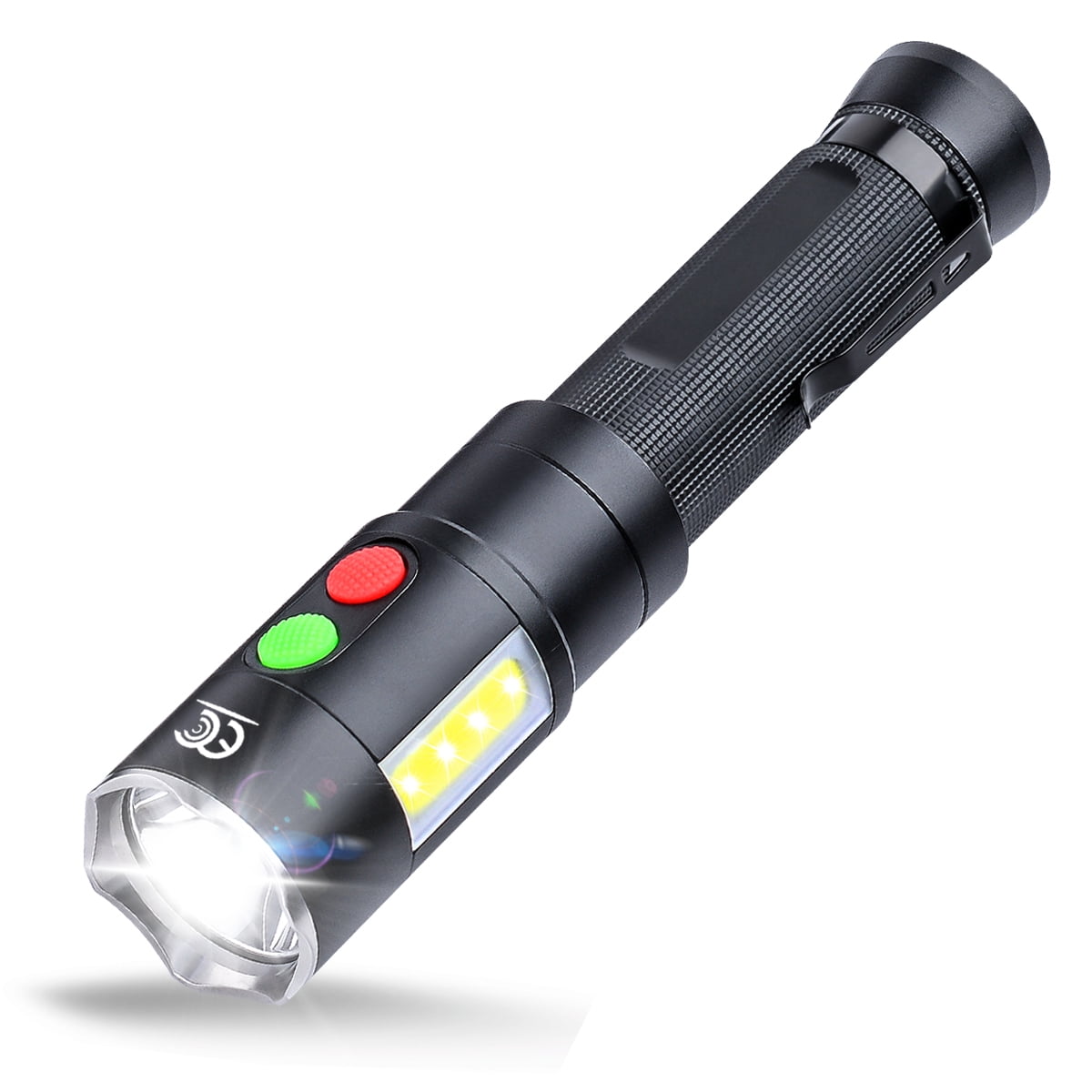 MCCC 800 High Lumen LED Flashlight Rechargeable with 128dB Safety Alarm COB light Base
