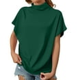 thumbnail image 2 of WCJM Women's Short Sleeve Loose Casual T-Shirt Tee Tops Twist Knotted Women's Short Sleeve T-Shirt Women's Summer Solid Color High Neck Loose Casual Short Sleeved T Shirt Top, 2 of 5