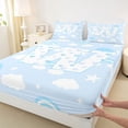 thumbnail image 4 of Feelyou Love Heart Letter W Bed Sheets for Boys Girls, Cloud Rainbow King Sheets, Blue, 4-Piece, 4 of 5