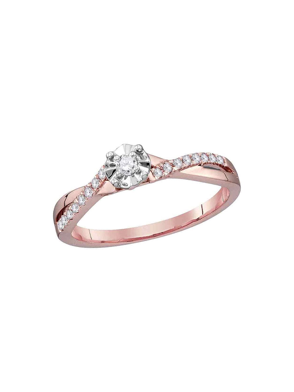 FB Jewels FB Jewels 10kt Rose Gold Womens Round Diamond Solitaire