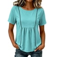 thumbnail image 6 of hoksml Women's Cotton Linen Peplum Blouse, Round Neck Short Sleeve Loose Fit Casual Summer Daily Wear Shirt, 6 of 7
