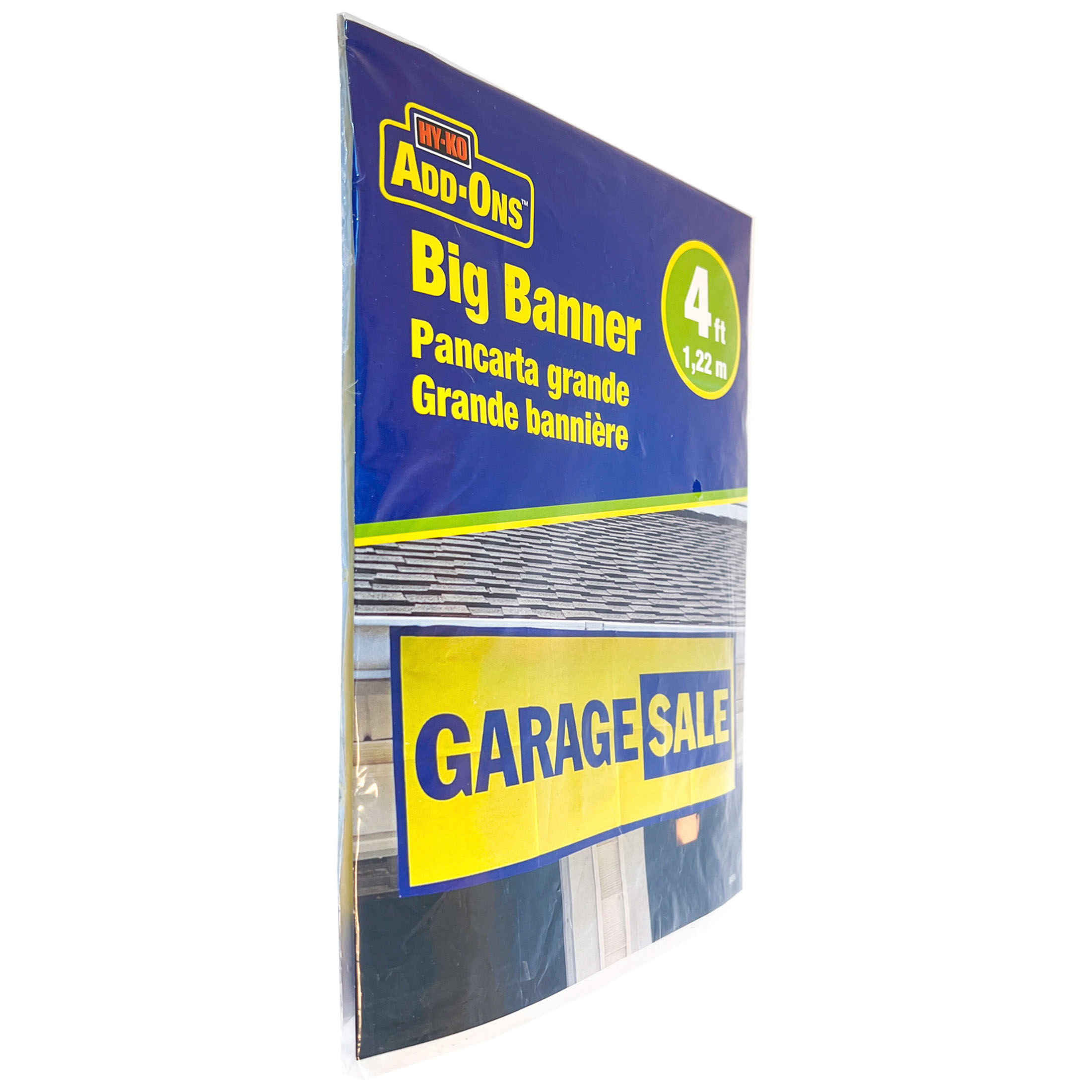HY-KO Garage Sale Banner, 18" x 48", Plastic, Yellow/Blue, Reusable