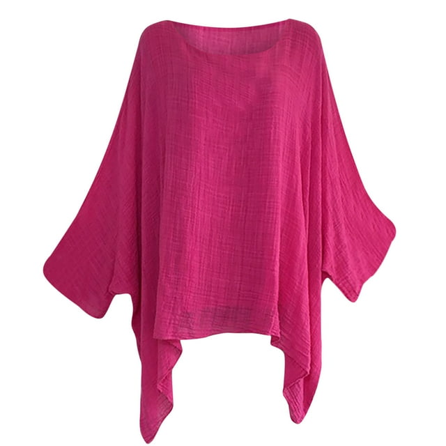 Pompotops Mode Femme T-Shirt à Manches Courtes Col Rond Été Blouse Ample Unie en Solde
