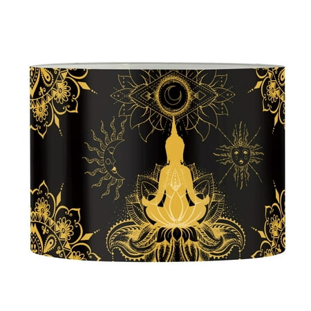 

Xoenoiee Religious Lotus Buddha Moon Sun Drum Lampshades for Table Lamp Floor Pendant Light Cylinder Lamp Shade for Bedroom Office Modern Home Decoration Large