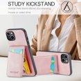 thumbnail image 5 of Allytechgroup Retro Wallet Case for Apple iPhone 13, RFID Blocking Cards Holder Kickstand Bumper Shockproof Anti-Scratch Premium PU Leather TPU Back Cover for Women Men, Pink, 5 of 8