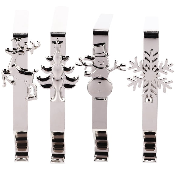 SOPOTUTU Iron Mantel Hooks for Christmas Stockings and Holiday Decor, 4pcs Fireplace and Mantle Hangers