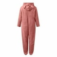 thumbnail image 6 of MGDXOX Women's Fuzzy Onesie Pajamas Warm Zipper Hooded Jumpsuit Sherpa Pj Romper One Piece Sleepwear Soft Plush Loungewear Pink XXXL, 6 of 6