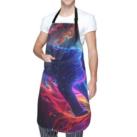 

Kdxio Cosmic Cat Psychedelic Journey Apron with Pockets Adjustable Kitchen Aprons for Men Women Waterproof Aprons for Cooking Drawing Crafting Baking Household Cleaning