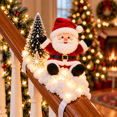 thumbnail image 4 of 2026 Christmas Santa’s Snowy Staircase Lighted Railing Decor with Soft Snowy Base and Cute Santa Figurine, for Farmhouse Living Room Stairwell Christmas Holiday Decor, 4 of 4
