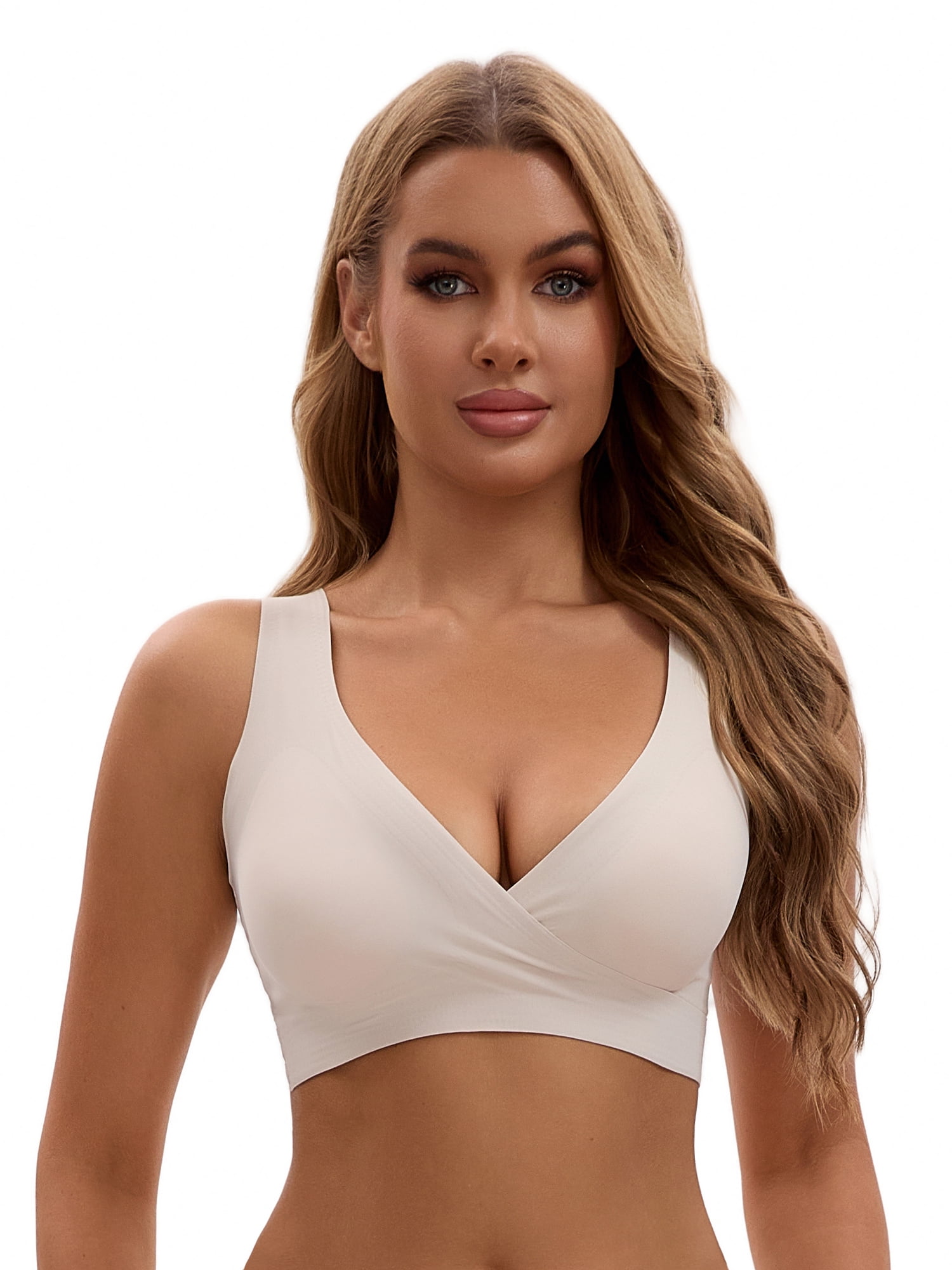 Unique Bargains Women's Nursing Crossover Wirefree Maternity Bra S White