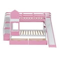 thumbnail image 5 of Harper & Bright Designs Stairway Twin Bunk Bed with Slide, Twin over Twin Castle Wooden Bedframe with Storage Staircase and Drawers for Boys Girls, Pink, 5 of 19