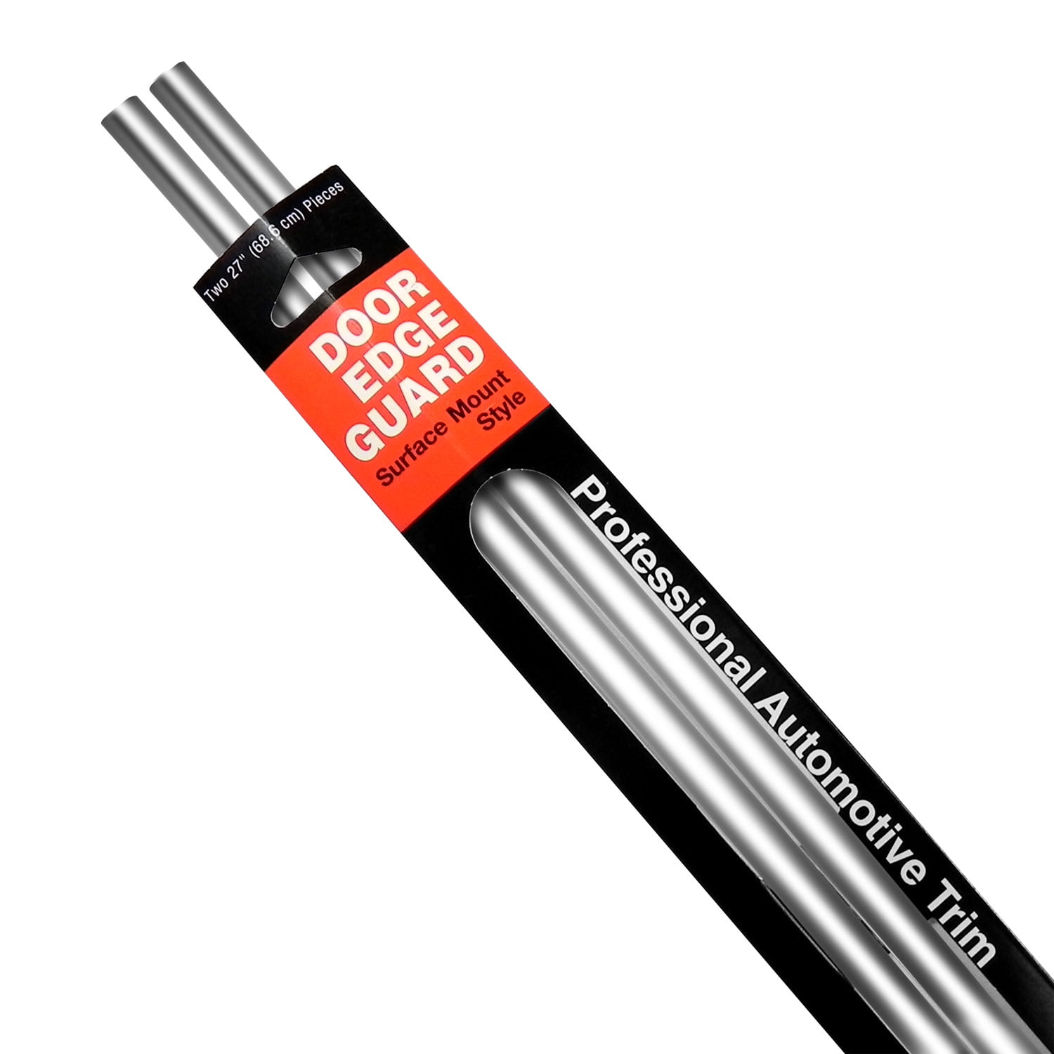 Chrome Car Door Edge Guard Two 27 Inch Carded Strips Full Size U Shape