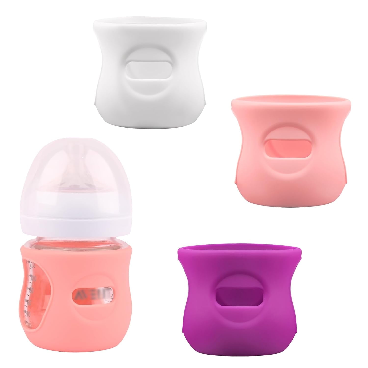 3 Pack Silicone Sleeves for Natural Glass Baby Bottles, Anti Breakage Baby Bottle Holder, Compatible Glass Baby Bottle 4 oz
