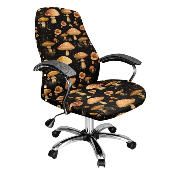 POLERO Mushroom Flowers Pattern Office Swivel Chair Cover, Soft High Back Chair Slipcover Washable All-in-One Rotating Chair Slipcovers for Home
