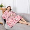 thumbnail image 5 of Oversized Wearable Blanket Hoodie,Red Strawberry Plants Fruit Cat Sherpa Blanket Hoodie with Super Pockets,Super Warm Fuzzy Pullover for Women & Men, 5 of 6