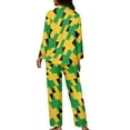thumbnail image 2 of Renewold Jamaican Flag Graphic Button Pajama Tops for Women Lightweight Athletic Clothing 2 Pieces Novel Casual Long Sleeve Loungewear Sleepwear Set Size 2XL, 2 of 6