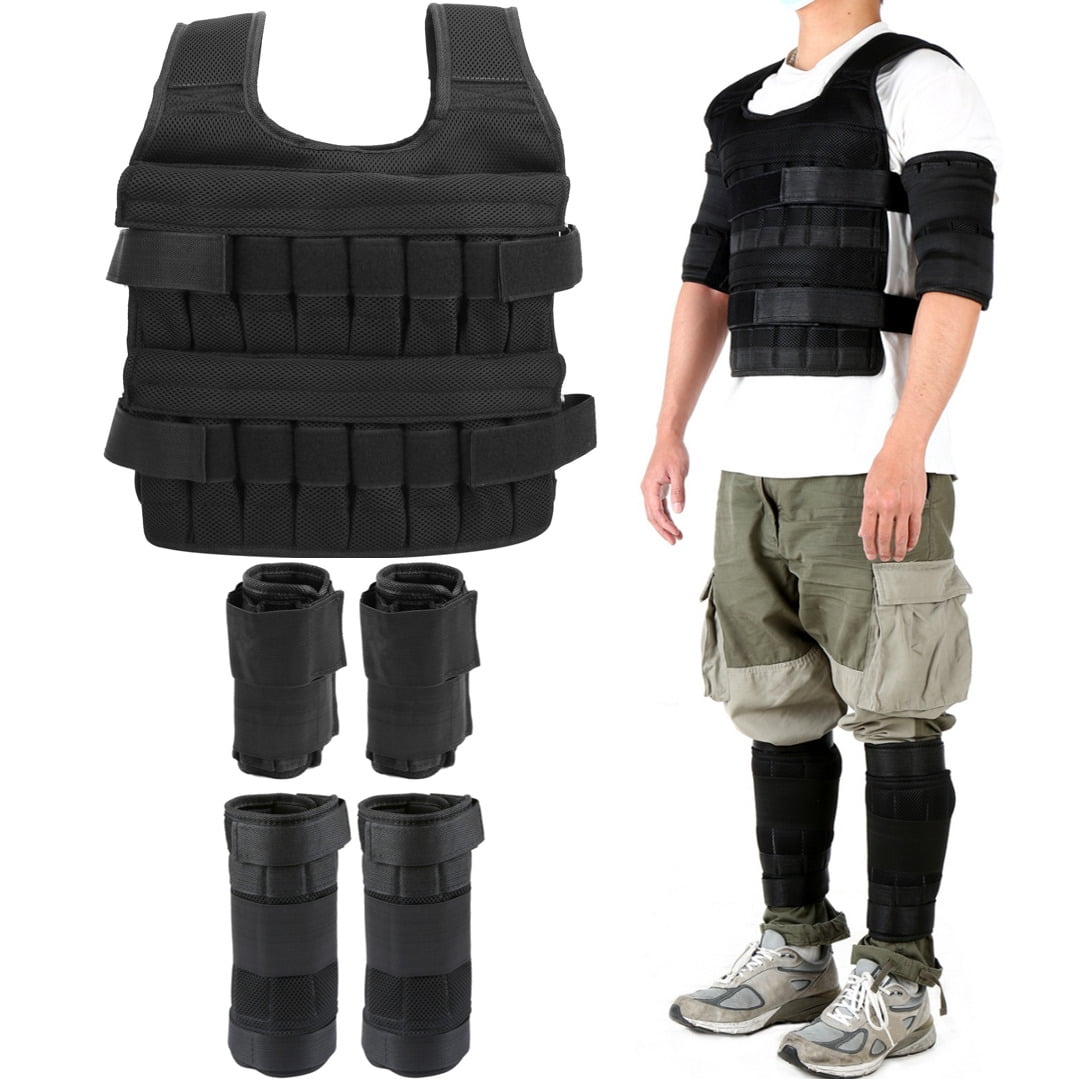 Adjustable Weighted Vest + Leg Weights + Arm Weights for Men(77, 13 & 11 lbs), 3-in-1 Weighted Running Vest for Walking, Jogging & Strength Training, Ideal Weighted Workout Vest for Men