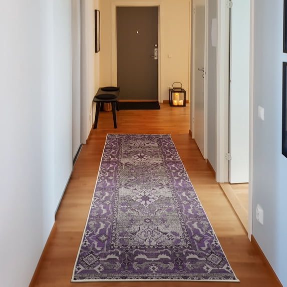 Tribal Decorative Rug, Triangles and Flowers Old People Art from the Past Squares Geometric, Quality Carpet for Bedroom Dorm and Living Room, 6 Sizes, Blue Violet, by Ambesonne