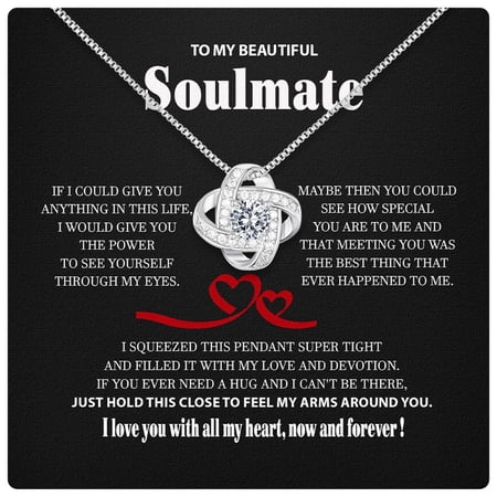 To My Wife Necklace From Husband With Heartfelt Message & Elegant Box - Soulmate Necklace For Women, Romantic Jewelry Her On Birthday, Anniversary #1332, White Love Knot Necklace