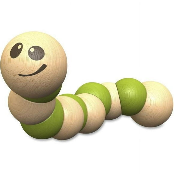BeginAgain BGAB1208 Toys Earthworm Wooden Toy, Rubberwood - Green