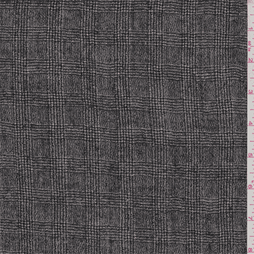 Black/Grey Glenplaid Wool Gauze, Fabric Sold By the Yard