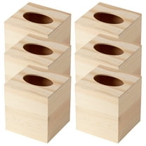 6” Unfinished Wooden Tissue Box by Make Market - Ready-To-Decorate Wooden Facial Tissue Box for Home and Bathroom - Bulk 6 Pack