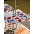 thumbnail image 2 of Outdoor Tablecloth with Umbrella Hole for Patio/Picnic/Party/Camping, Red Blue Floral Waterproof Table Cloth Square Cover Washable, Independence Day Flowers Grey Wooden (54"x 54"), 2 of 8