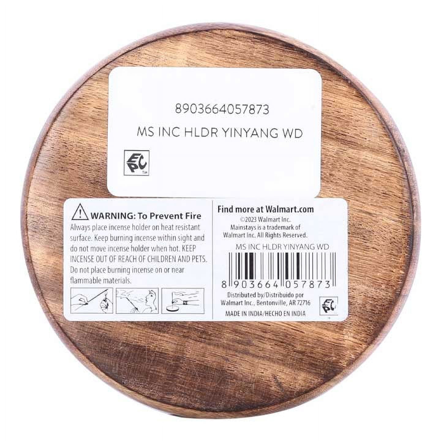 (3 pack) Mainstays Wood Yin Yang Incense Holder, Brown