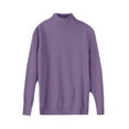 thumbnail image 4 of Stichou Womens Sweaters 2025 Fall Winter Mock Neck Warm Soft Long Sleeve Solid Lightweight Knit Pullover Sweater Dark Purple M, 4 of 5