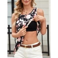 thumbnail image 3 of Charmo Débardeurs à Boutons pour Femmes, Col Rond Plissé, Blouses Décontractées avec Soutien-Gorge Intégré, P-3TG, 3 of 5