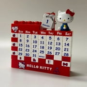 Sanrio Hellokitty Anime Around Cute Cartoon Educational Toy Assembled Building Block Kawaii Perpetual Calendar Desk Calendar DIY
