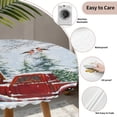 thumbnail image 3 of Red Christmas Round Tablecloth for 45-54 Inch Tables,Fitted Table Cover with Elastic Edge,Snowman Truck Xmas Tree Snowflake Branches Waterproof Outdoor Table Cloth Protector for Patio Garden Dinner, 3 of 9