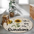 thumbnail image 3 of Vintage Sunflower Round Rugs for Living Room 4ft You Are My Sunshine Distressed Farmhouse Non Slip Circle Rug Washable Low-Profile Indoor Carpet for Bedroom, Dining Room, Bathroom, 3 of 9