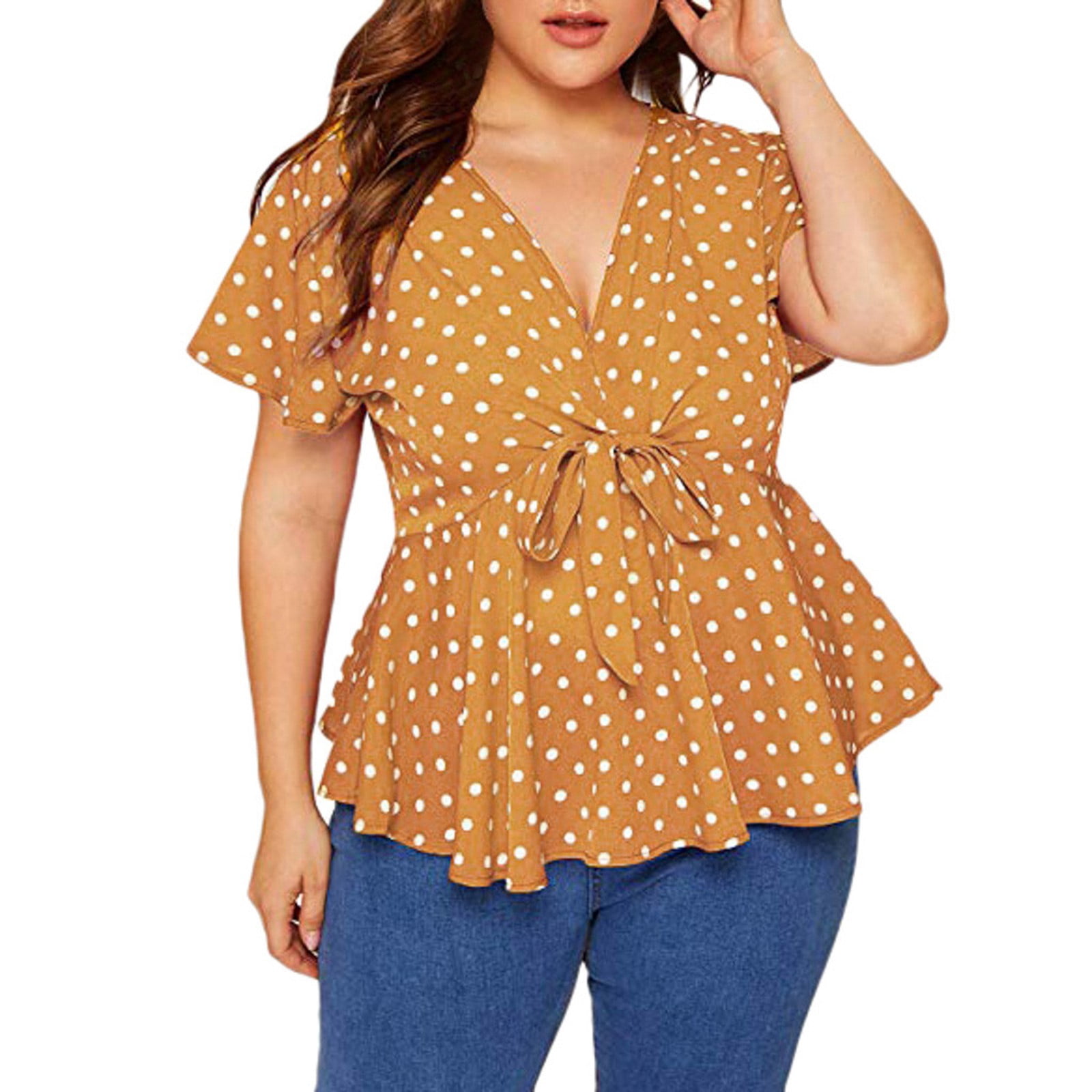 Women V Neck Short Sleeve Shirt 