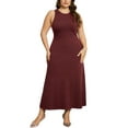 thumbnail image 2 of Agnes Orinda Plus Size Sweater Dress for Women Crewneck Sleeveless Knit Casual Sweater Tank Dress 3X Burgundy, 2 of 6