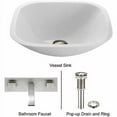 thumbnail image 3 of Vigo Square Shaped White Phoenix Stone Glass Vessel Sink with Brushed Nickel Wall Mount Faucet, 3 of 6