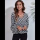 thumbnail image 5 of Blusa de Larga para Mujer, Estilo Babydoll, Ligera, de Poliéster, con Cuello en V y Mangas Abullonadas Red Pequeña S, 5 of 10